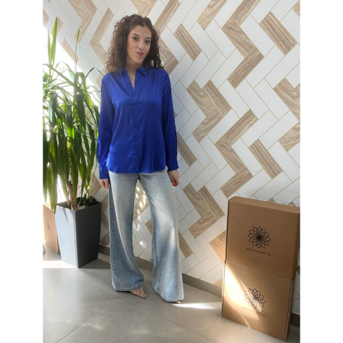 Camisa raso azul clein