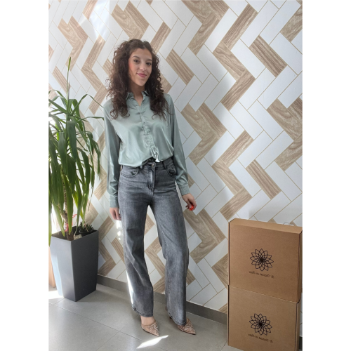 Camisa raso verde menta